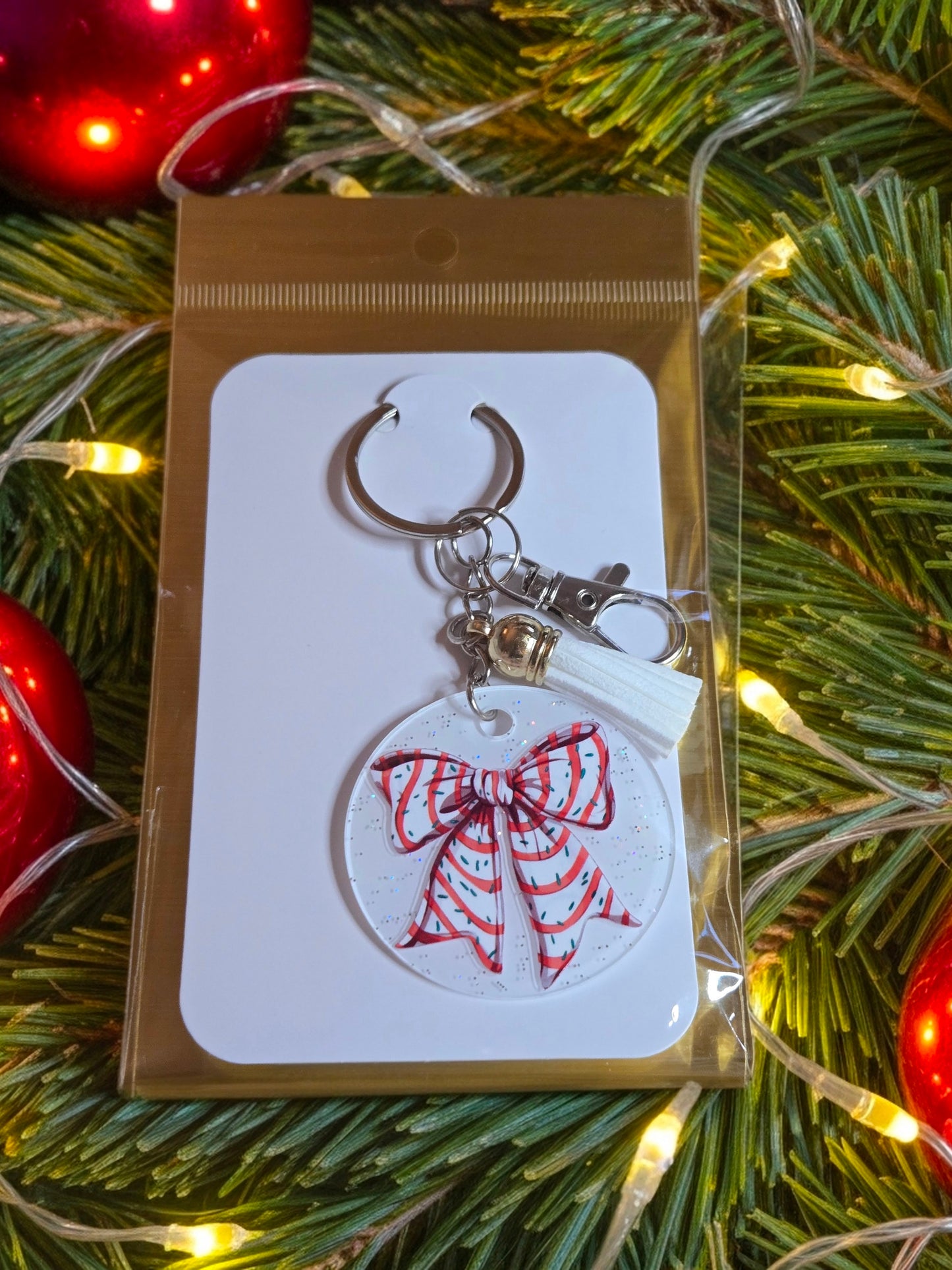 Cake Bow Keychain with Tassel