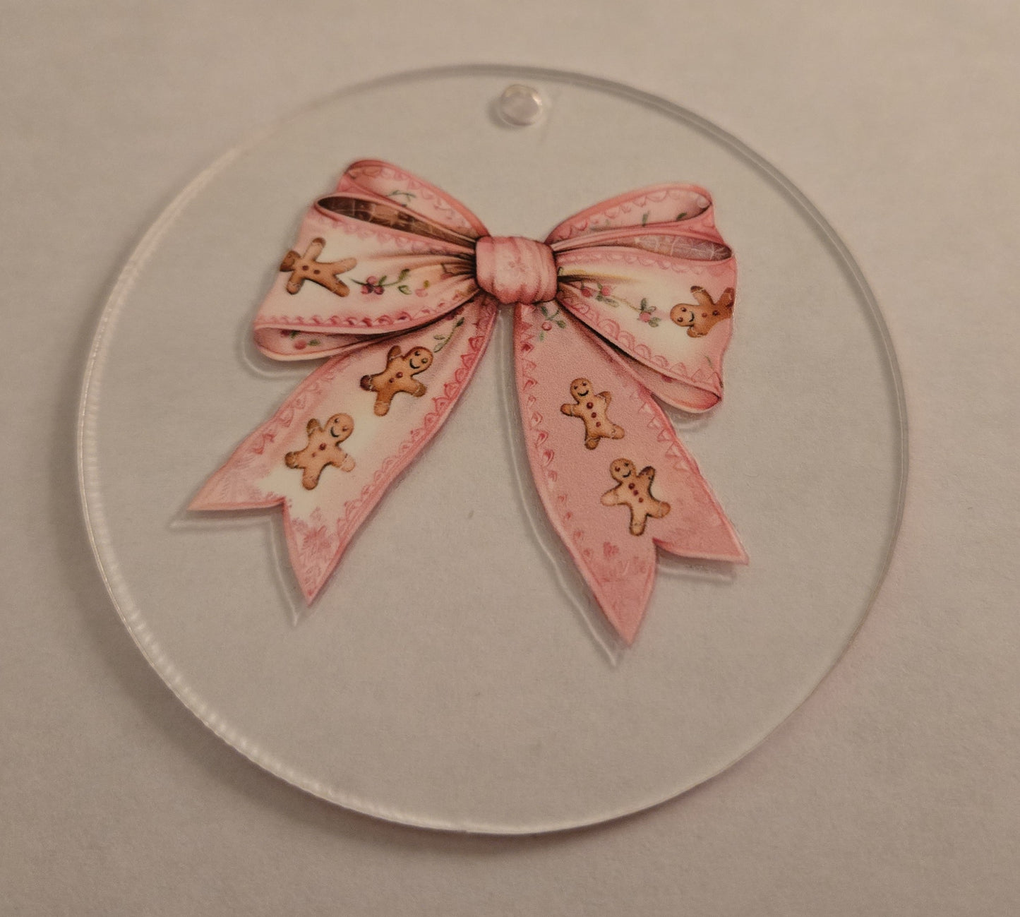Pink Bow Gingerbread Ornament