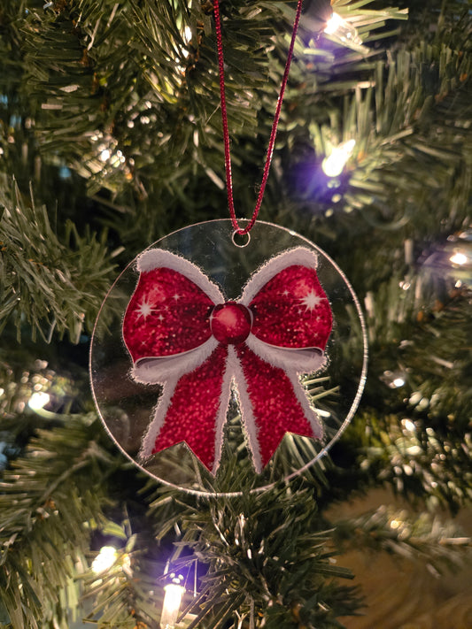 Glittery Snow Bow Ornament