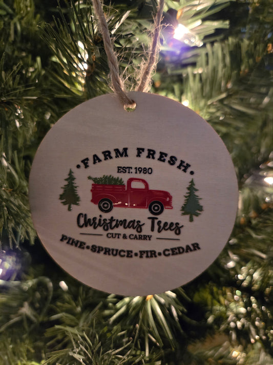 Unpainted Red Truck Christmas Ornament