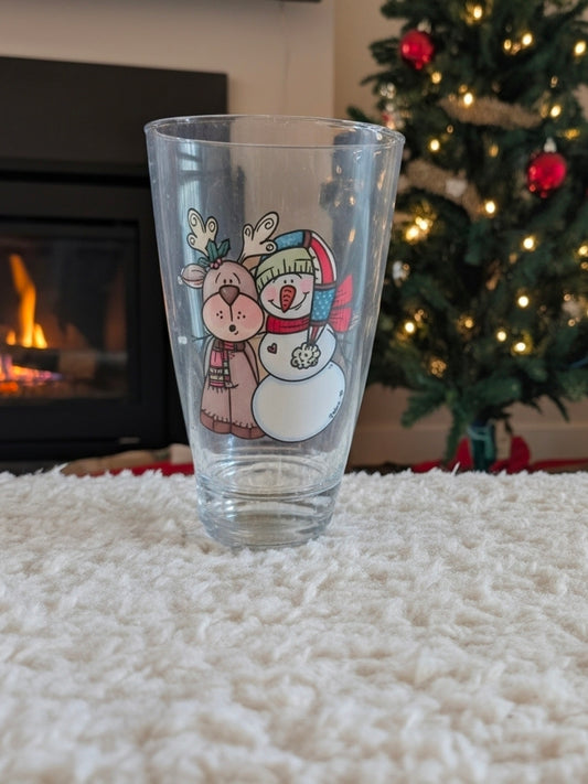 Reindeer Snowman BFF Drinking Glass