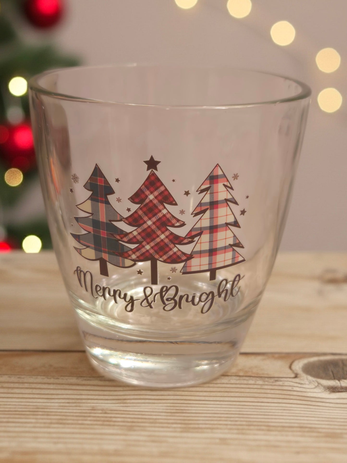 Plaid Trees Drinking Glass