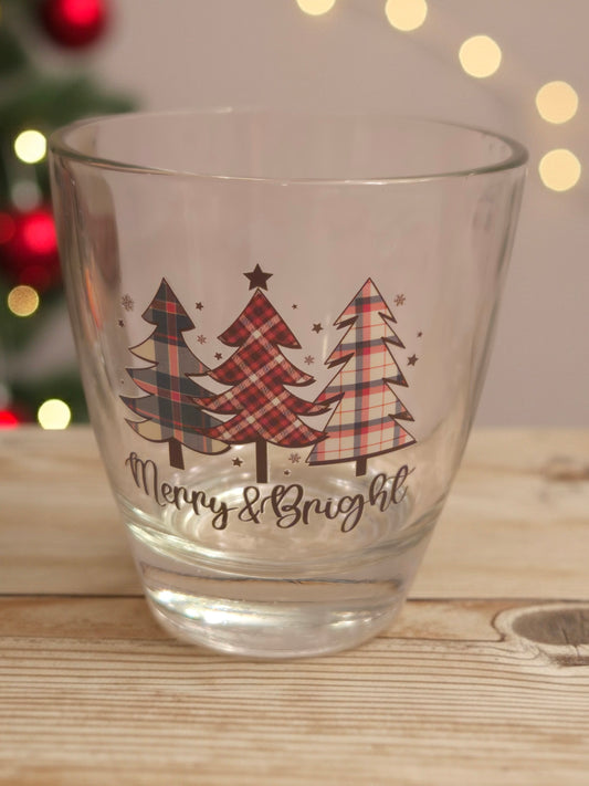 Plaid Trees Drinking Glass