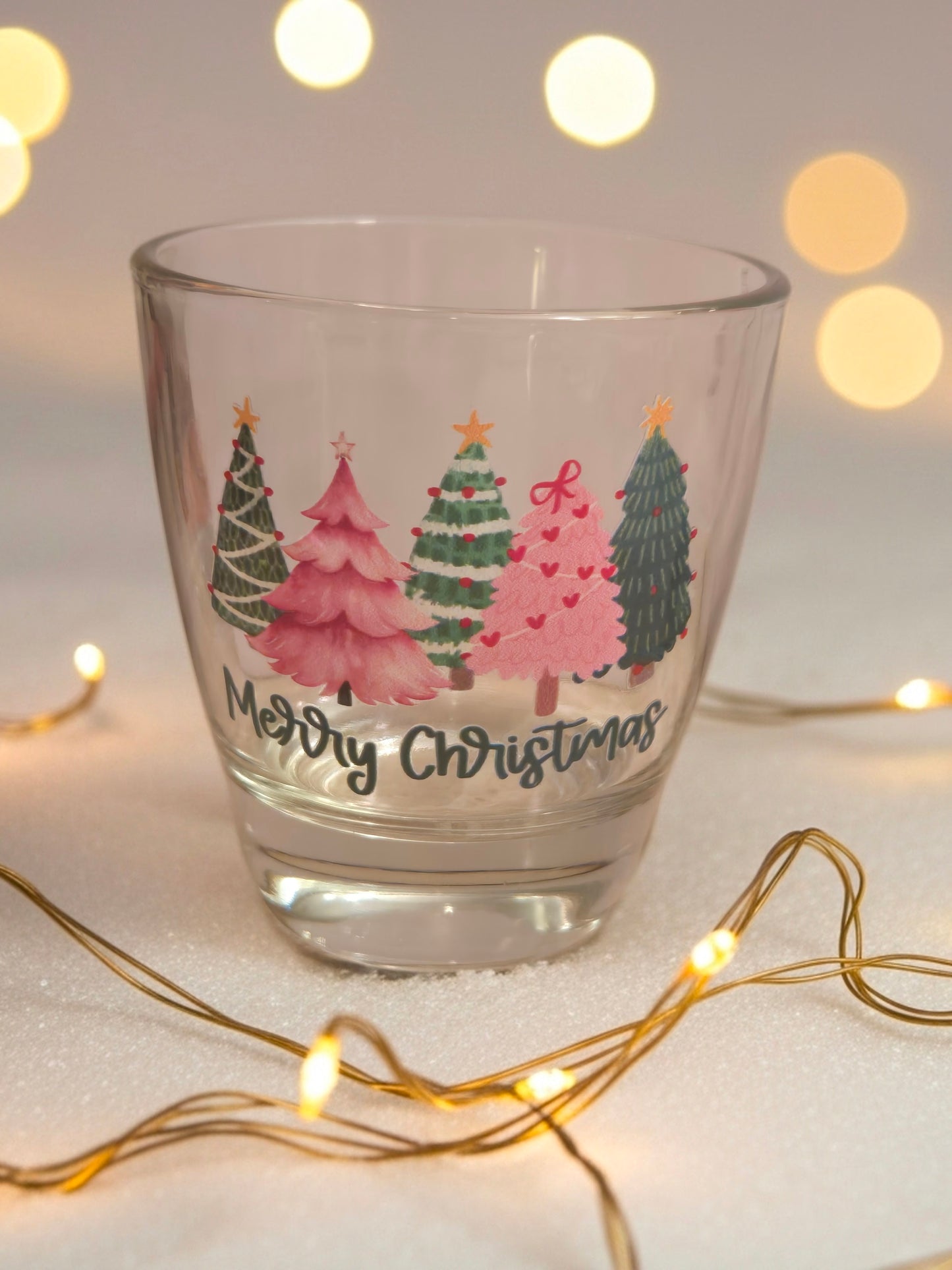 Whimsical Colored Christmas Trees Small Glass