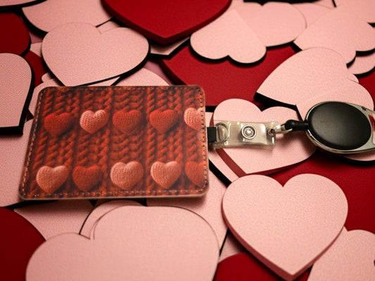 Cable Knit Red Heart ID Badge