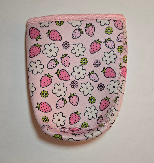 Strawberry Daisy large coffee koozie - New!