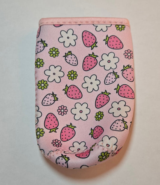Strawberry Daisy small coffee koozie - New!