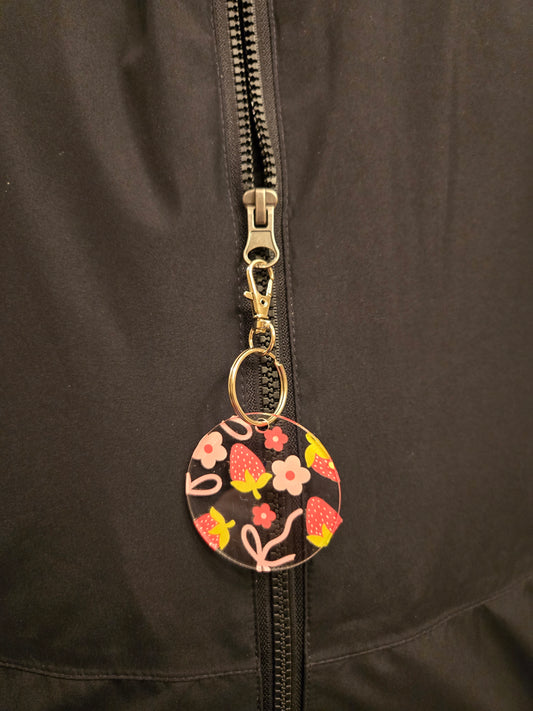 Strawberry w/Bows Zipper Pull